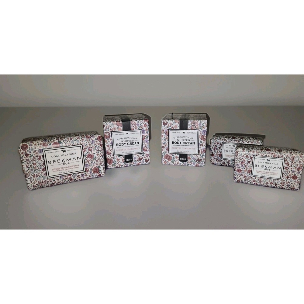 Beekman 1802 Bundle Of 5 Goat Milk Soap Honeyed Grapefruit Soaps & Body Cream